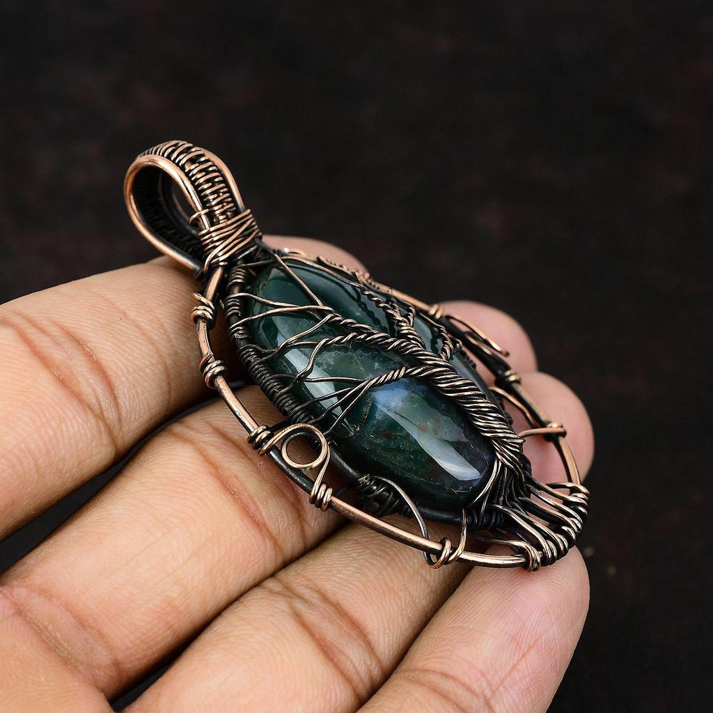 Baum des Lebens Blutstein Anhänger Kupferdraht gewickelter Anhänger Edelstein Handgefertigter Anhänger Blutstein Einzigartiger Schmuck Geschenk für Sie Kupferschmuck