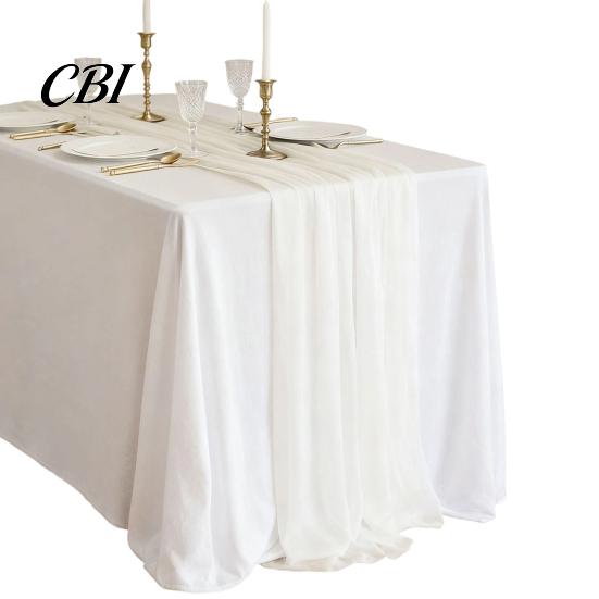 Chiffon Table Runner Sheer Flowing Runner, Wedding Elegant Solid Color Charming Dining Accessory for Home Bridal Shower Party Decor