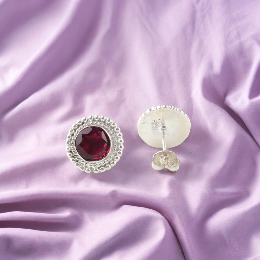 Rosa Rubellit Edelstein 925 Sterling Silber Schmuck Handgefertigt Ohrstecker 0,5" EE-128-10