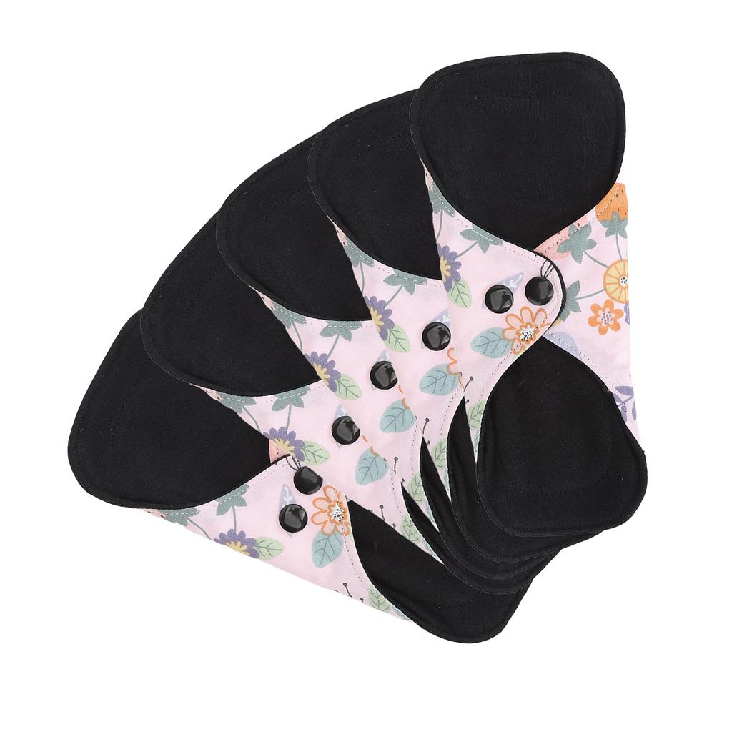 5pcs Washable Feminine Pad Multi Layers Waterproof Super Plus Absorbency Reusable Sanitary Pad for Travel L