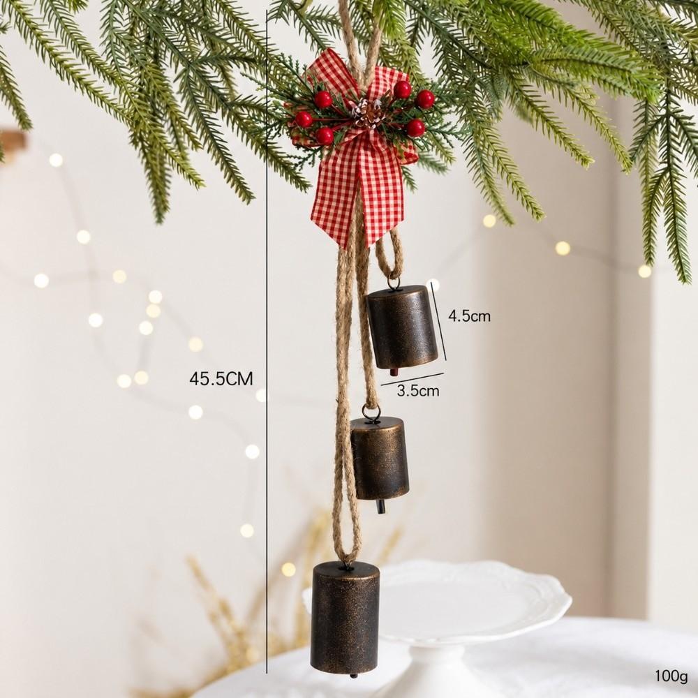 Jute Rope Metal Bell Pendant Iron Vintage Bell Charm New Xmas Bell Hanger Wreath Accessory