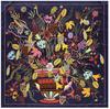 New Brand Bandana Shawl 100% Twill Silk Scarf 130cm Square Scarves Plant Vase Print Kerchief Woman Headband Hijab Scarf&Wraps