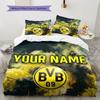 Custom Name,Borussia Dortmund Pattern Bedding Home Decoration Birthday Gift ( 1 Duvet Cover + 2 Pillowcase, Without Core),fan Merchandise.
