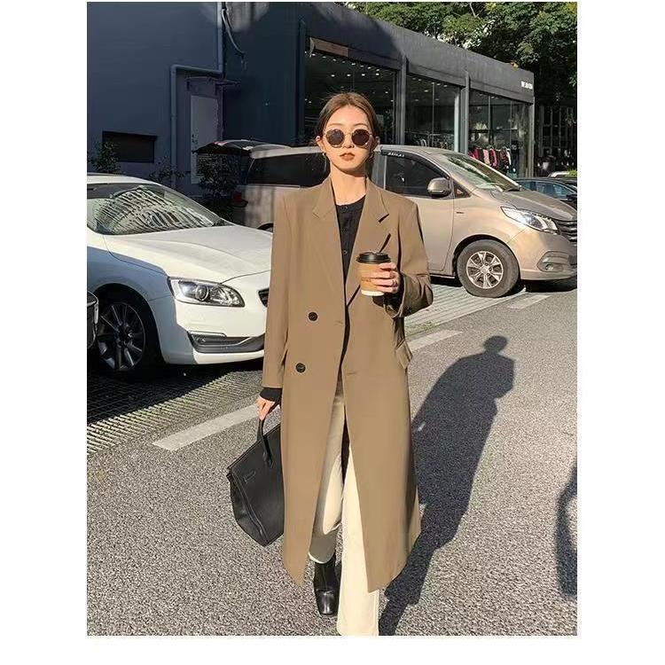 Comfortable Women's Long Trench Coat with Loose Fit Windbreaker