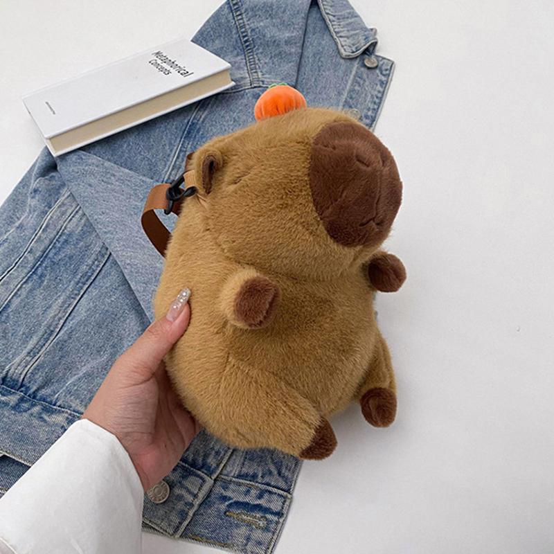 Capybara Plush Backpack Kawaii Plush Doll Fur Bag Children'S Bag Shoulder Bag Mini Backpack Gifts For Girlfriend