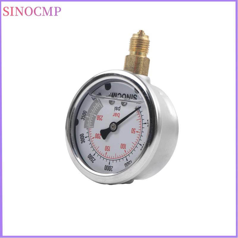 25Mpa/0-250Bar/0-4000PSI NPT1/4 Digital Display Pressure Gauge Yellow Oil Pressure Hydraulic Test Meter Pressure Instruments