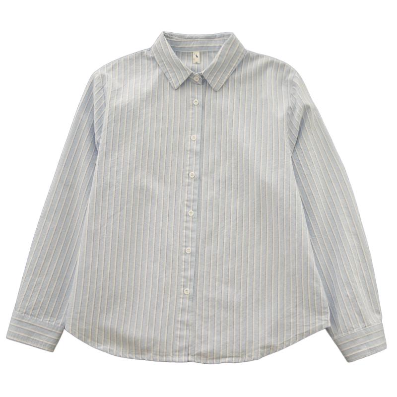 Korean-Japanese Style Striped Oxford Shirt for Women