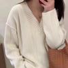 Women's Loose V-Neck Pure Wool Sweater: Autumn/Winter Mid-Length Knit Base Layer