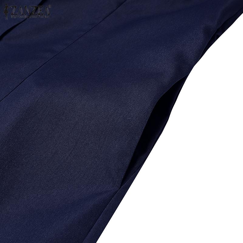 ZANZEA Women Casual Round Neck Summer Short Sleeve Dress