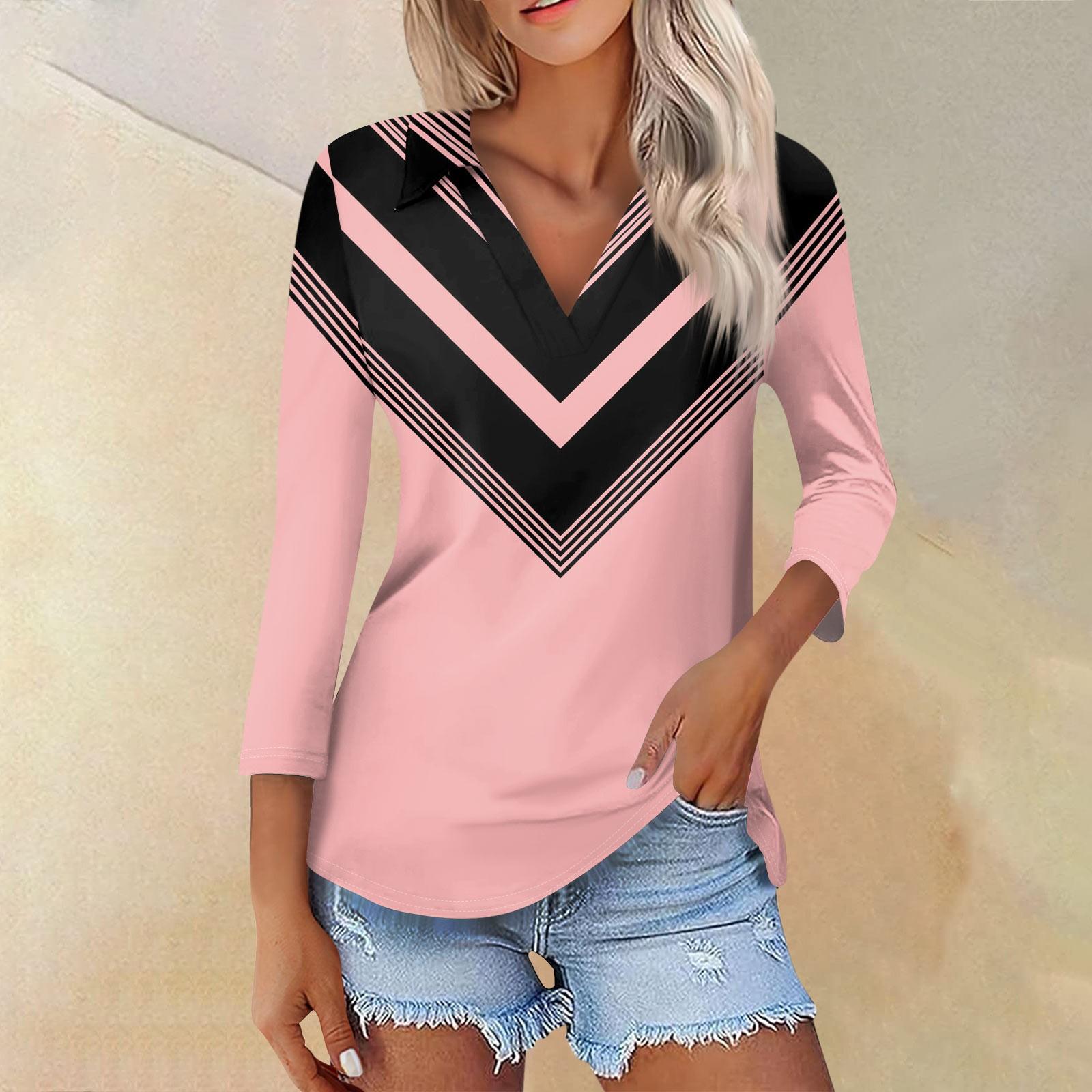 

Женская летняя модная повседневная рубашка с v-образным вырезом и рукавами три четверти с принтом, топ M