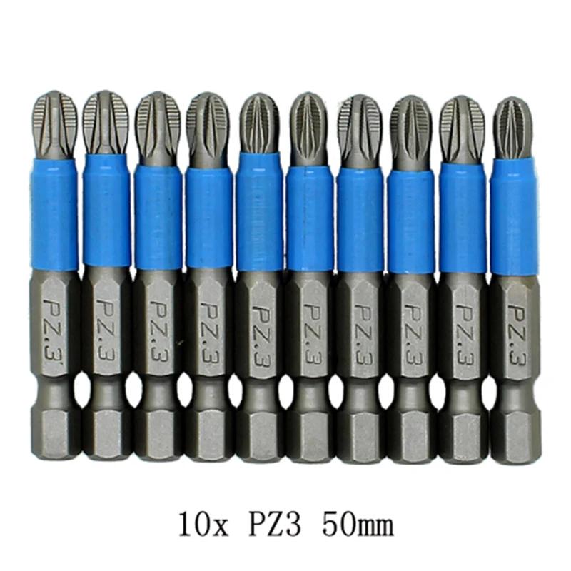 10pcs 50mm Non Slip Screwdriver Bit Magnetic Single Head PH1/PH2/PH3/PZ1/PZ2/PZ3 Professional Convenience And High Efficiency