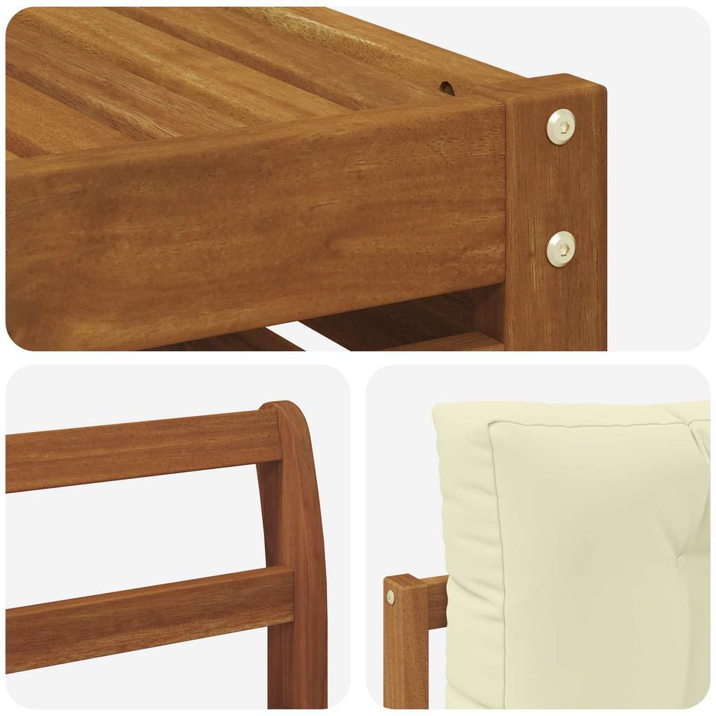 Outdoor Sofa Set 9 pcs Natural and Cream Solid Acacia Wood