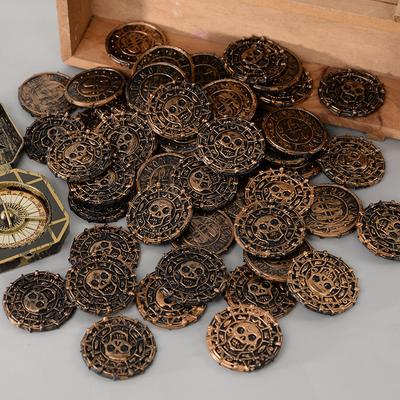 10-50Pcs Pirate Coins 3.8cm Plastic Metal Gold Coin Kids Birthday Party Treasure Chest Decoration Halloween Children's Toys
