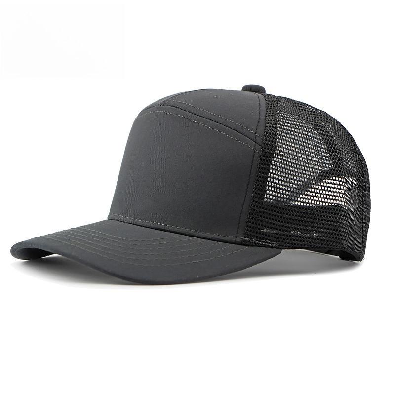 Unisex Colorblock 7-Panel Trucker Hat Structured Mesh Back Baseball Cap Breathable Sun Protection Outdoor Sports Snapback Cap Adjustable 56-60cm