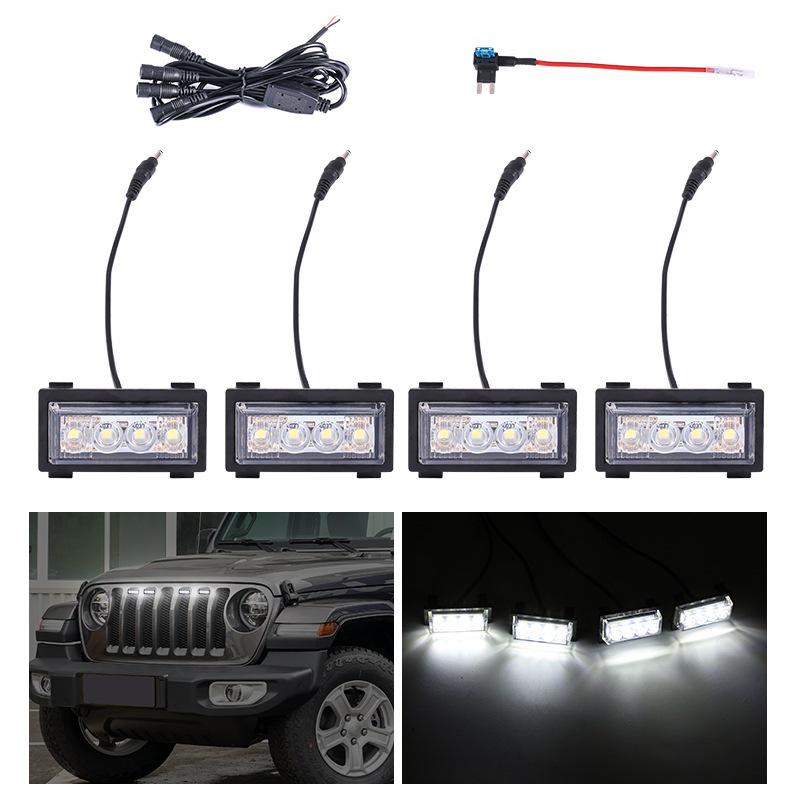 RGB Желтый Дневной Ходовой Свет для Решетки Радиатора Jeep Wrangler JL 2018-2023 (Совместимо с приложением)