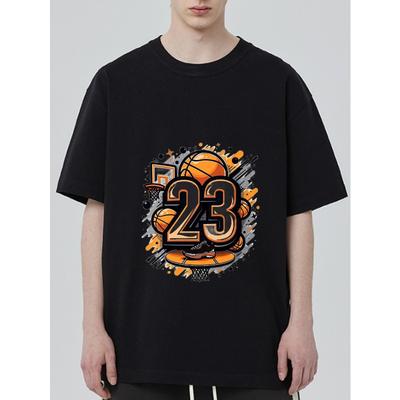 Basketball T-Shirt Schwarz Nummer 23 Basketball- und Korb-Grafik für Sportfans und Freizeitkleidung