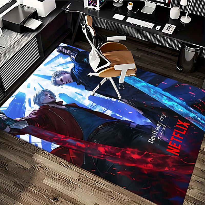 1pc Devil May Cry Dante & Vergil Anime Cartoon Design Office Chair Mat Non-Slip Carpet for Home Decor, Suitable for All Seasons.Y024