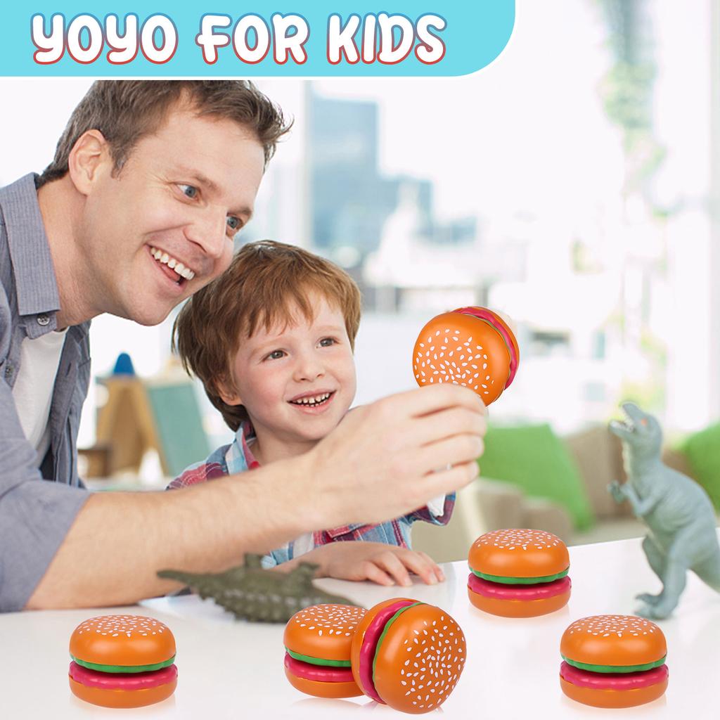 50 Pcs Hamburger Yo Yo Toys Bulk Plastic Yo Yo Toys Auto Return Entertaining Beginner Yo Yo With String For Kids Hamburger Yoyo