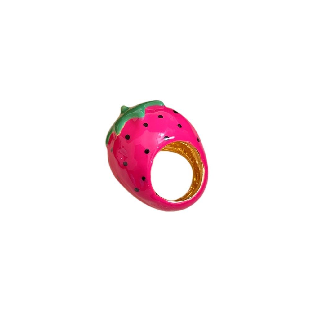 Korean Style Vintage Ring Flower Big Floral Ring Colorful Enamel Fruit Ring  Gifts for Women Girl