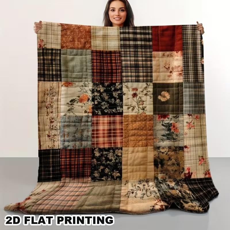 Coperta Plaid Floreale Comoda in Stile Retrò - Realizzata in Morbida e Calda Flanella con Nappe, Perfetta per l'Uso sul Divano