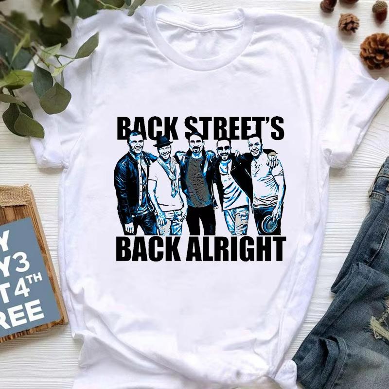 Nyári Backstreet Boys pólók Rock Band Rövid ujjú Rock Női Utcai Trend Pop Alkalmi Harajuku Grafikus Női Pólók