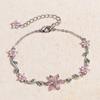 Adjustable Elegant Crystal Flowers Bracelet For Women Y2K Sweet Girls Pink Zircon Bracelets Luxury Designer Jewelry Gift