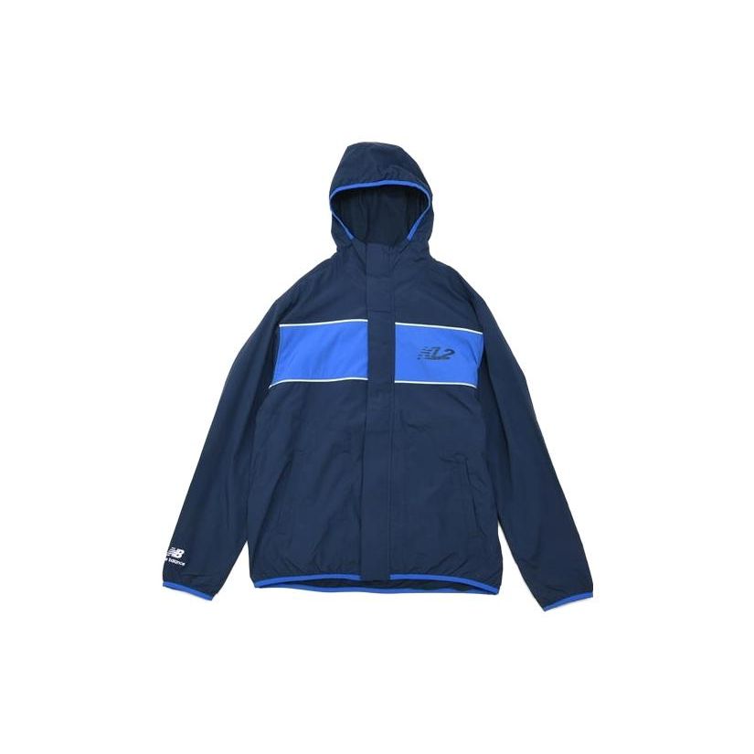 

Мужская куртка с капюшоном на молнии с цветными блоками New Balance, синяя MJ23591-NNY