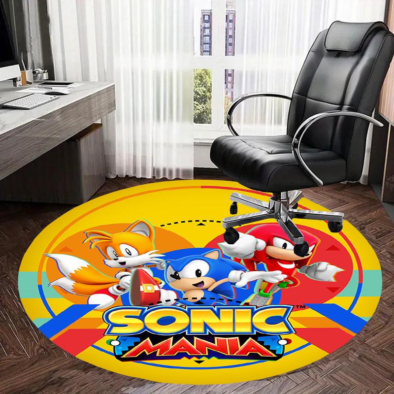 1pc Sonic Mania Characters Artwork Round carpet, Made of Polyester,Perfect for Decorating Office Chairs, Living Rooms,fplt065