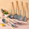 Silicone Kitchen Utensils Spatula Shovel Soup Spoon Cooking Tool Non-Stick Wood Handle Kitchen Gadgets Beaters Kitchenware
