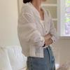 Women's Hooded Shirt Single Breasted Striped Sun Protection Cardigan Top
