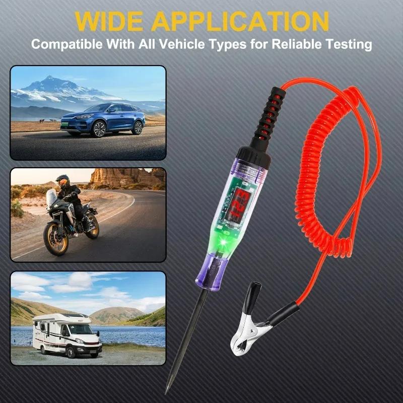 Digital Auto Circuit Tester for Car Fuse Check Electrical Diagnostic Tool 12V/24V 90V LED Car Test Light Pen Type Voltage Tester