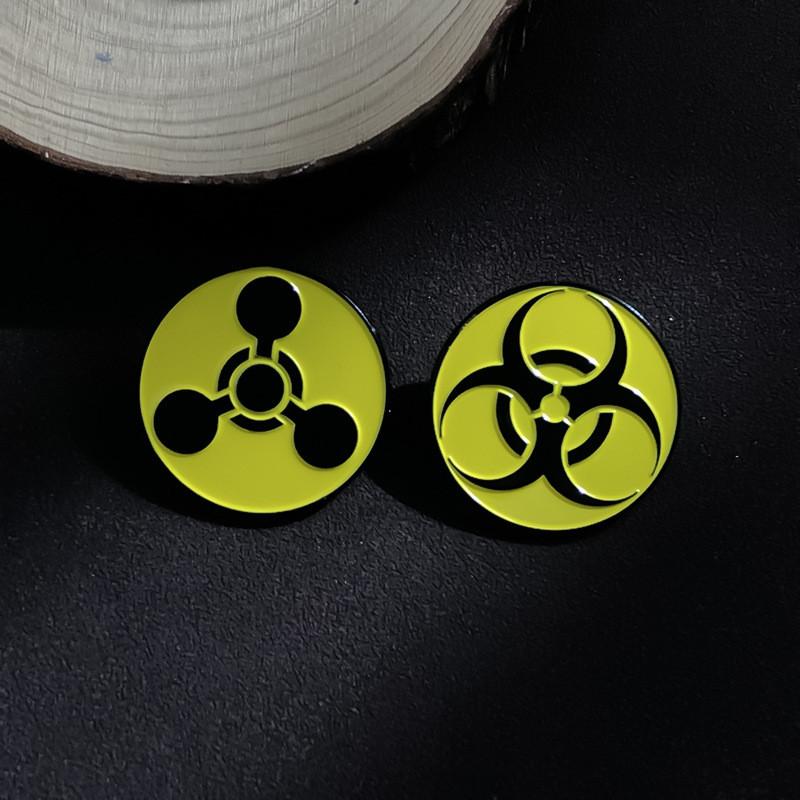 Contemporary Badge Metal Geometric Nuclear Radiation Brooch For Fashionforward Individuals