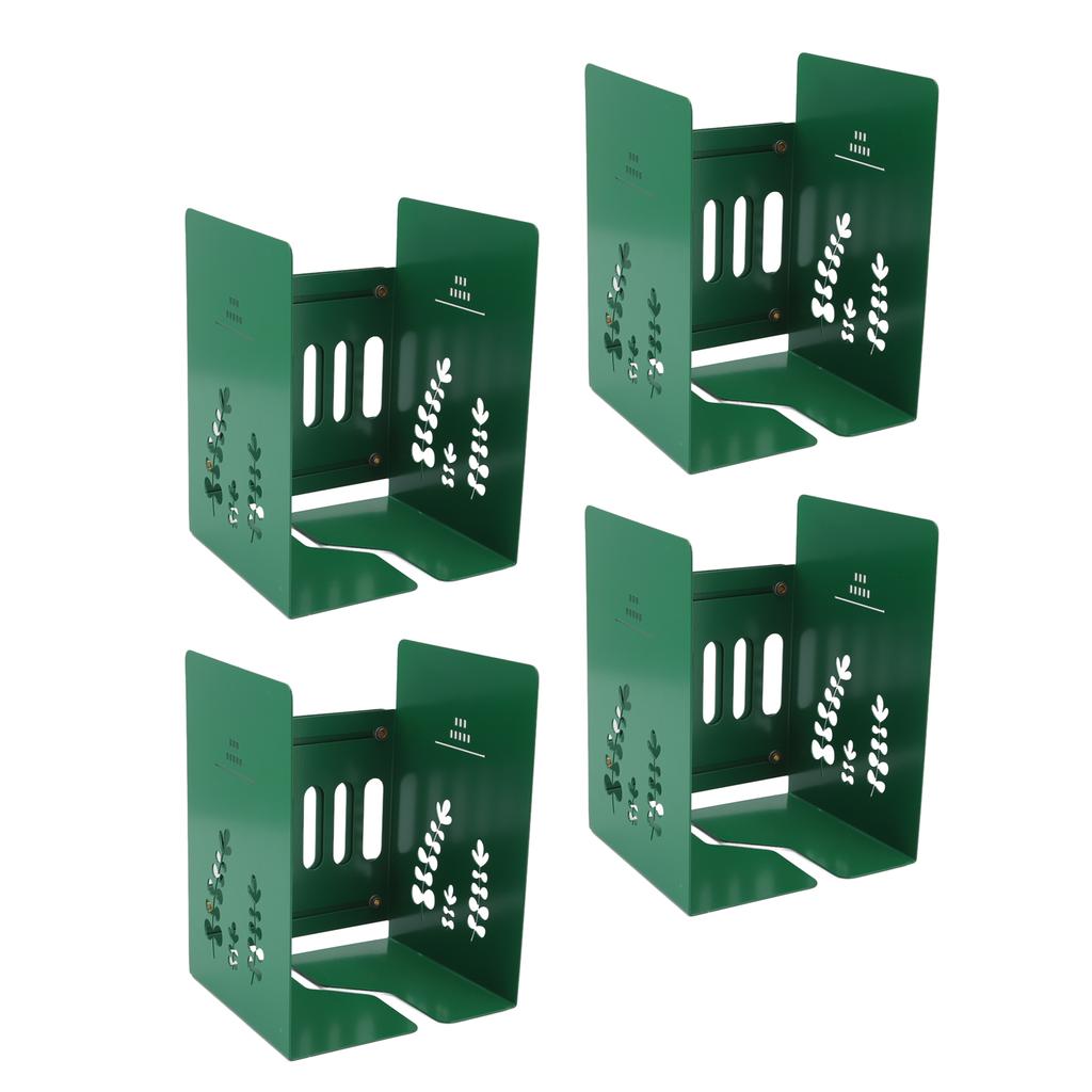 4pcs Bookends Retractable Structure Flexible Regulable Metal Slim Design Heavy Duty Support Book