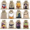2PCS 10*15cm Halloween Gift Bag Cartoon Pattern Linen Candy Cookies Bag Festival Supplies Packaging Drawstring Bundle Bag