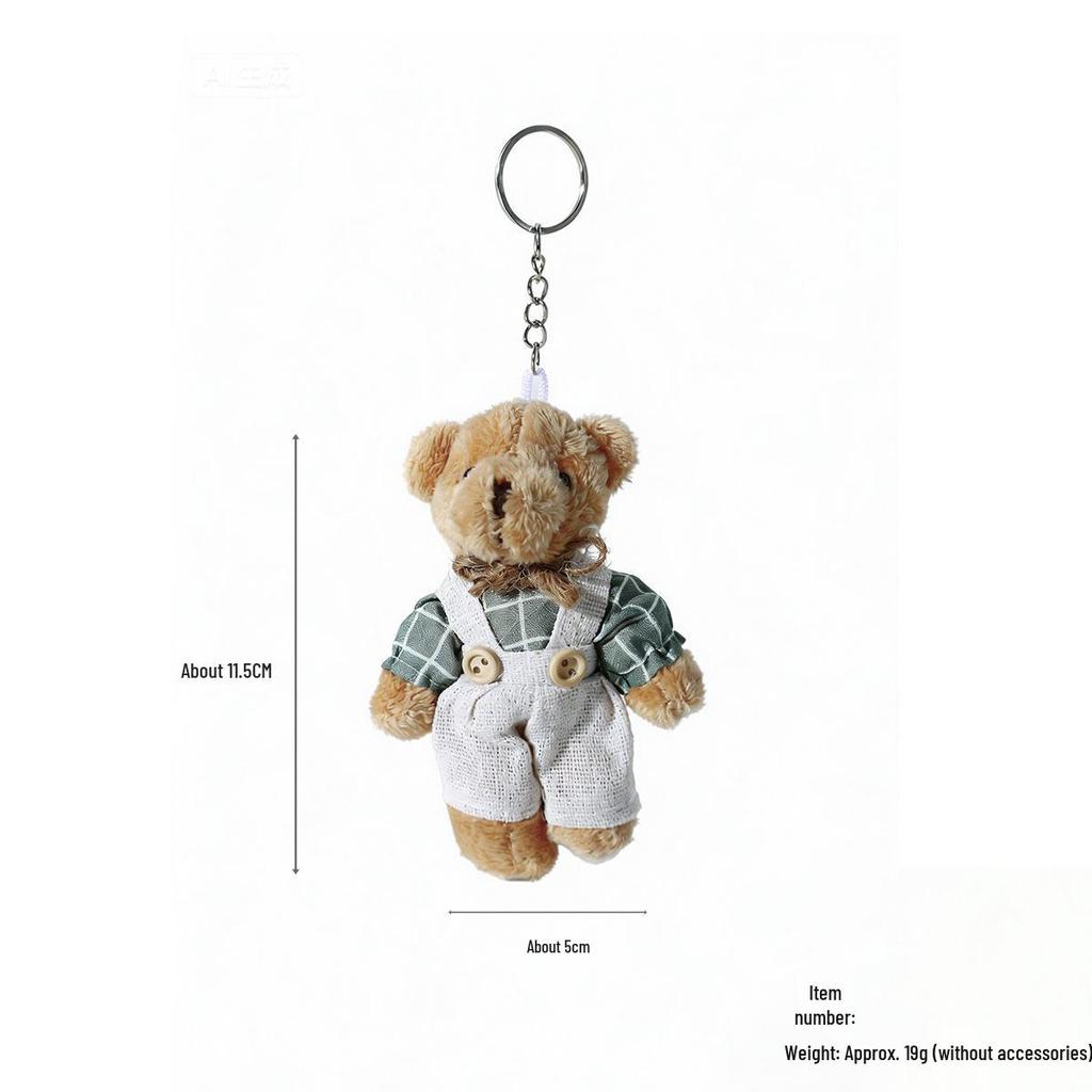 Cartoon Burlap Bear Keychain Pendant - Plush Doll Decoration for Student Bags