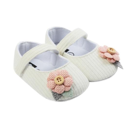 

1 пара обуви для детской кроватки с цветочным декором, противоскользящая мягкая подошва, обувь для первых прогулок для маленьких девочек 13cm белый