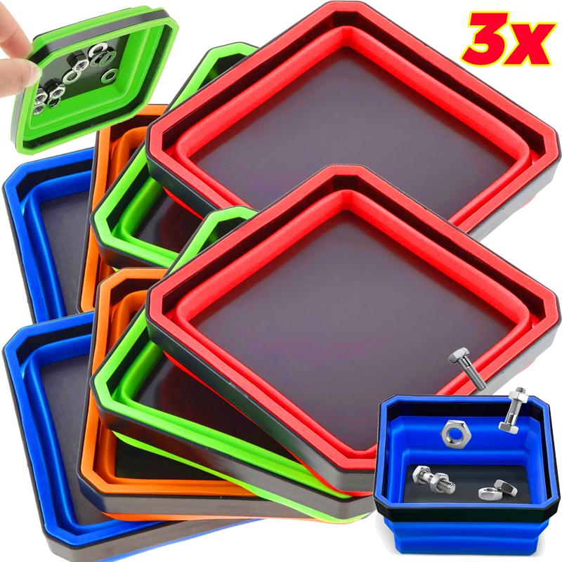 1/3pcs Magnetic Tray Foldable Silicone Magnetic Bowl Parts Screw Nuts Tray Screw Storage Plate for Auto Suction Pad Tools Holder