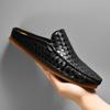 Fashion Breathable Mens Half Slippers Ultra-light Leathe Muller Shoes Loafers Male Comfy Flats Lazy Shoes Soft Handmade Man Casual Shoes