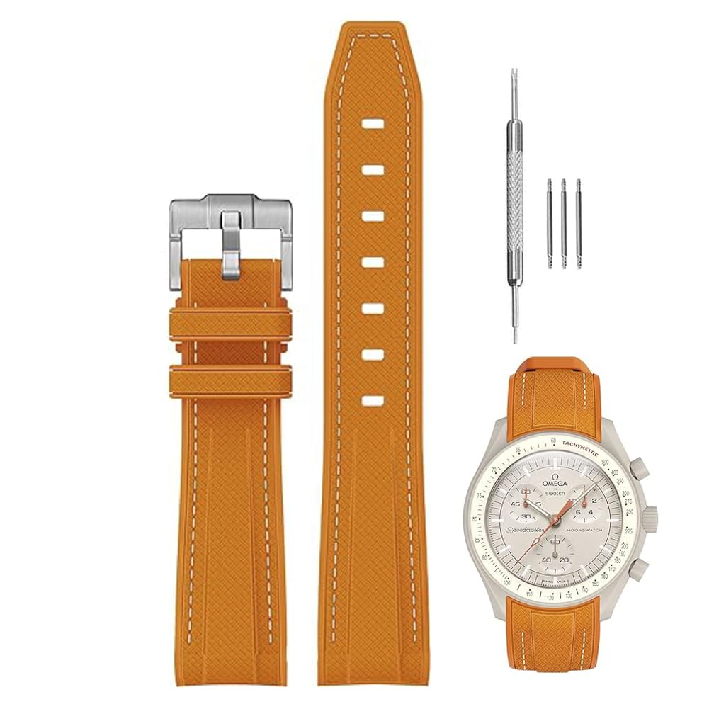 Sibehill 20mm Replacement Silicone Watch Band for Omega and X, Swatch, MoonSwatch, Speedmaster.