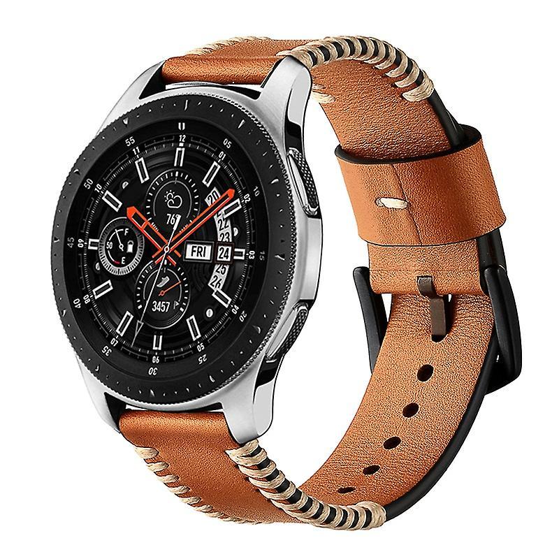 20mm Genuine Leather Watch Band Wristband with Hand Sewn Edges for Samsung Galaxy Watch Active