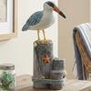 Yousheng Wooden Seabird Ornaments Ocean Theme Decorative Figurine with Starfish And Hemp Rope Decor Desktop Accent for