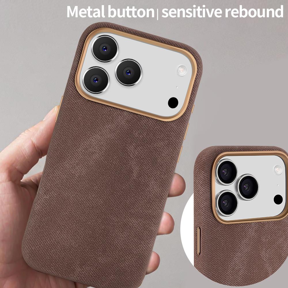 Magsafe Original For iPhone 17Pro Max Magnetic Cowboy Texture Leather Wireless Charging Phone Techwoven Case for iPhone 17Air 16 14 13 Pro Max 15 Plus