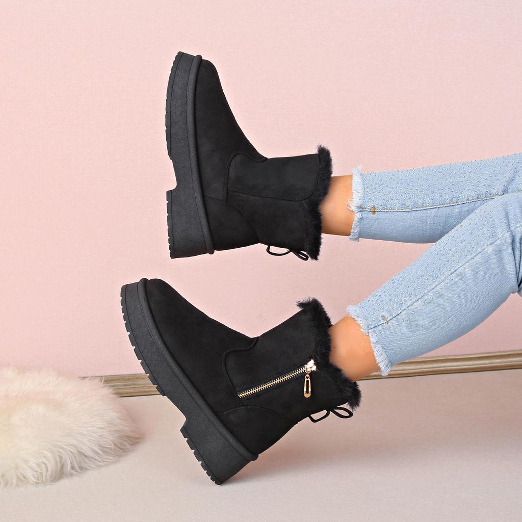 Women Thick Plush Snow Boots Trend Winter Non-slip Boots Woman Outdoor Keep Warm Cotton Shoes Comfortable Platform Ankle Booties