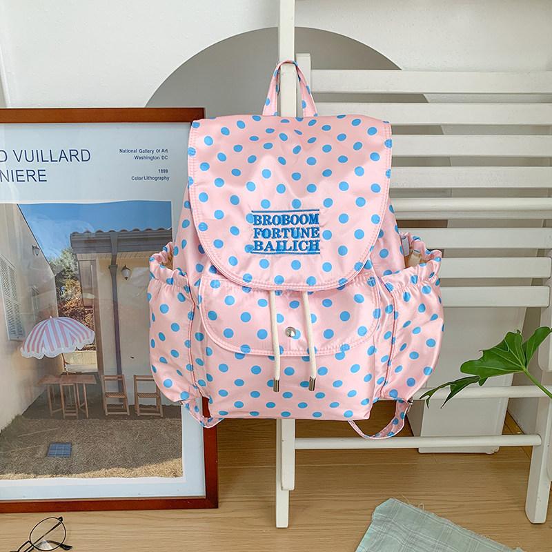 Schoolbag Internet Celebrity Girl Wind Polka Dot Backpack Female Korean Ins Niche Large Capacity Nylon Bag Travel Backpack