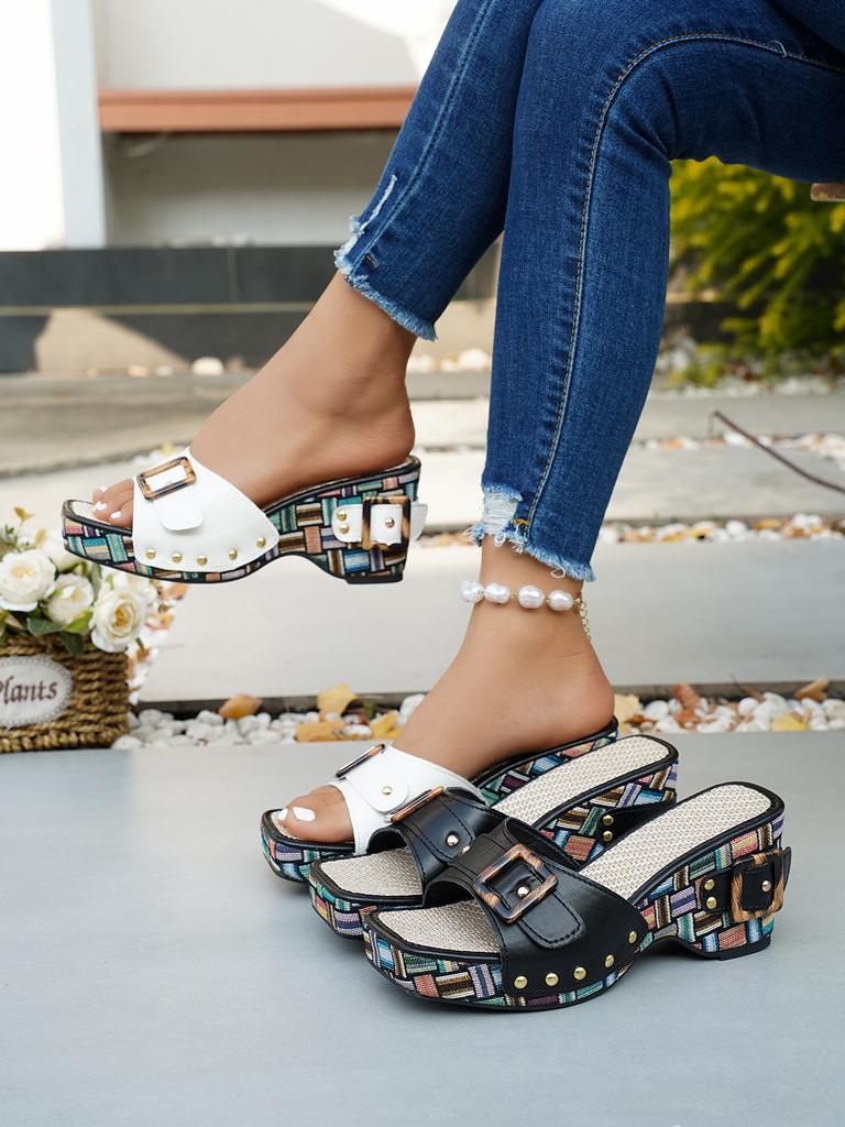 36-43 Plus Size Shoes for Women Summer 2026 Fashion Slip on Platform Wedge Comfortable Peep Toe Sandals Casual Women Slippers