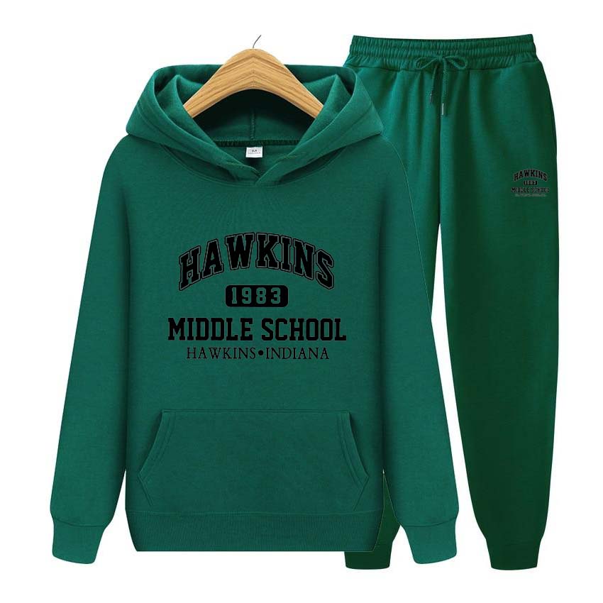 

Чоловіки Жінки HAWKINS 1983 MIDDLE SCHOOL Толстовка з принтом Вуличний спортивний костюм Вільні топи Спортивні костюми Модний набір толстовок Jogger M