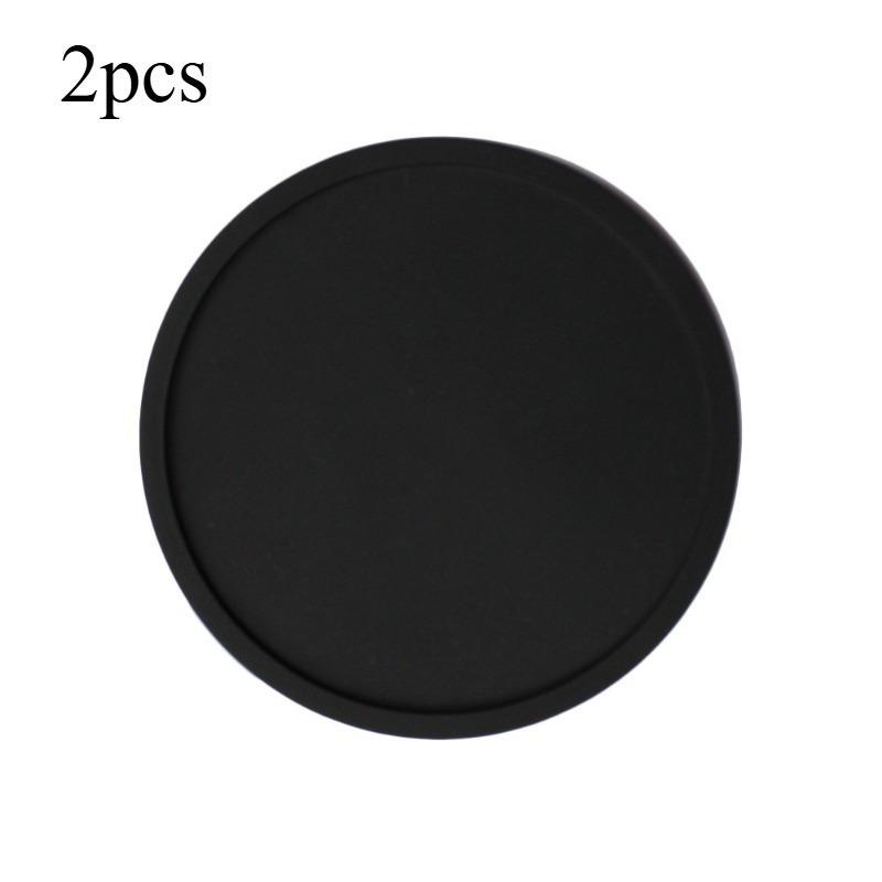 2/4pcs Non-Slip Silicone Drink Coasters - Large Black Cup Coaster Set for Outdoor & Indoor Drinks - Anti Stain & Heat Resistant