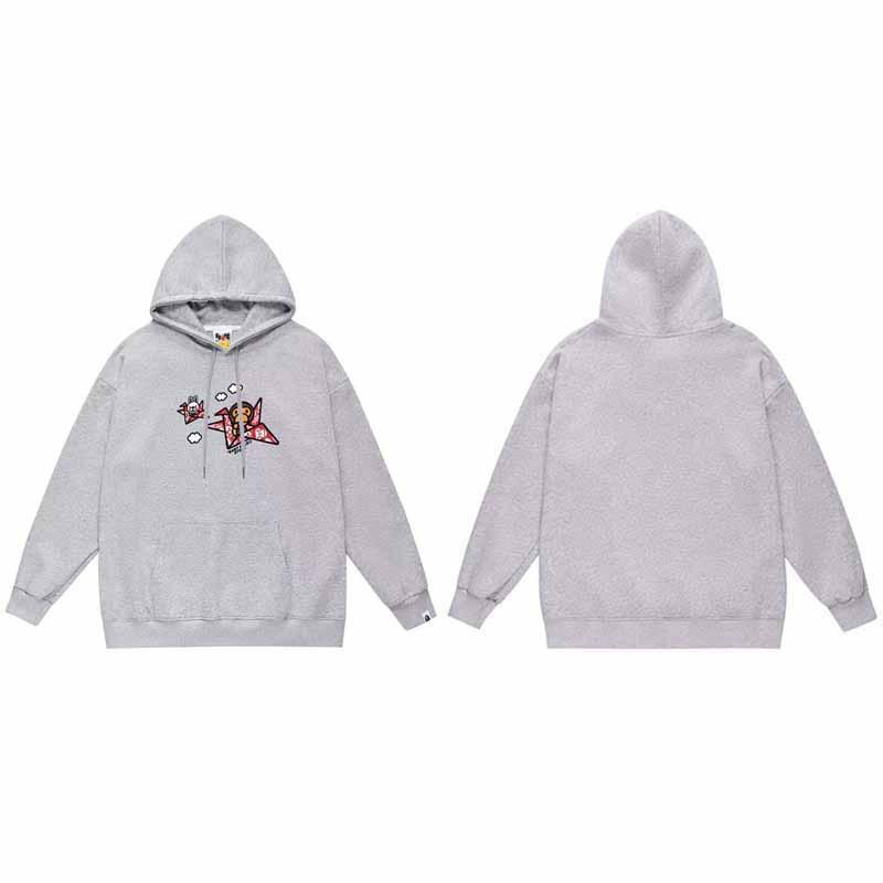 Mens Oversized Hooded Sweatshirt With Ape Head Print Heavyweight Cotton Long Sleeve Pullover Daily Wear