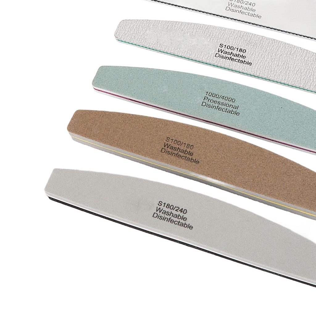 8pcs Half Moon Nail File Different Fineness Grinding Shaping Professional Nail Polishing File Manicure Tool