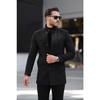 Men's Casual Cut Windproof Buttoned Long Black Cuff Coat